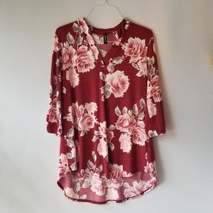 Floral shirt.